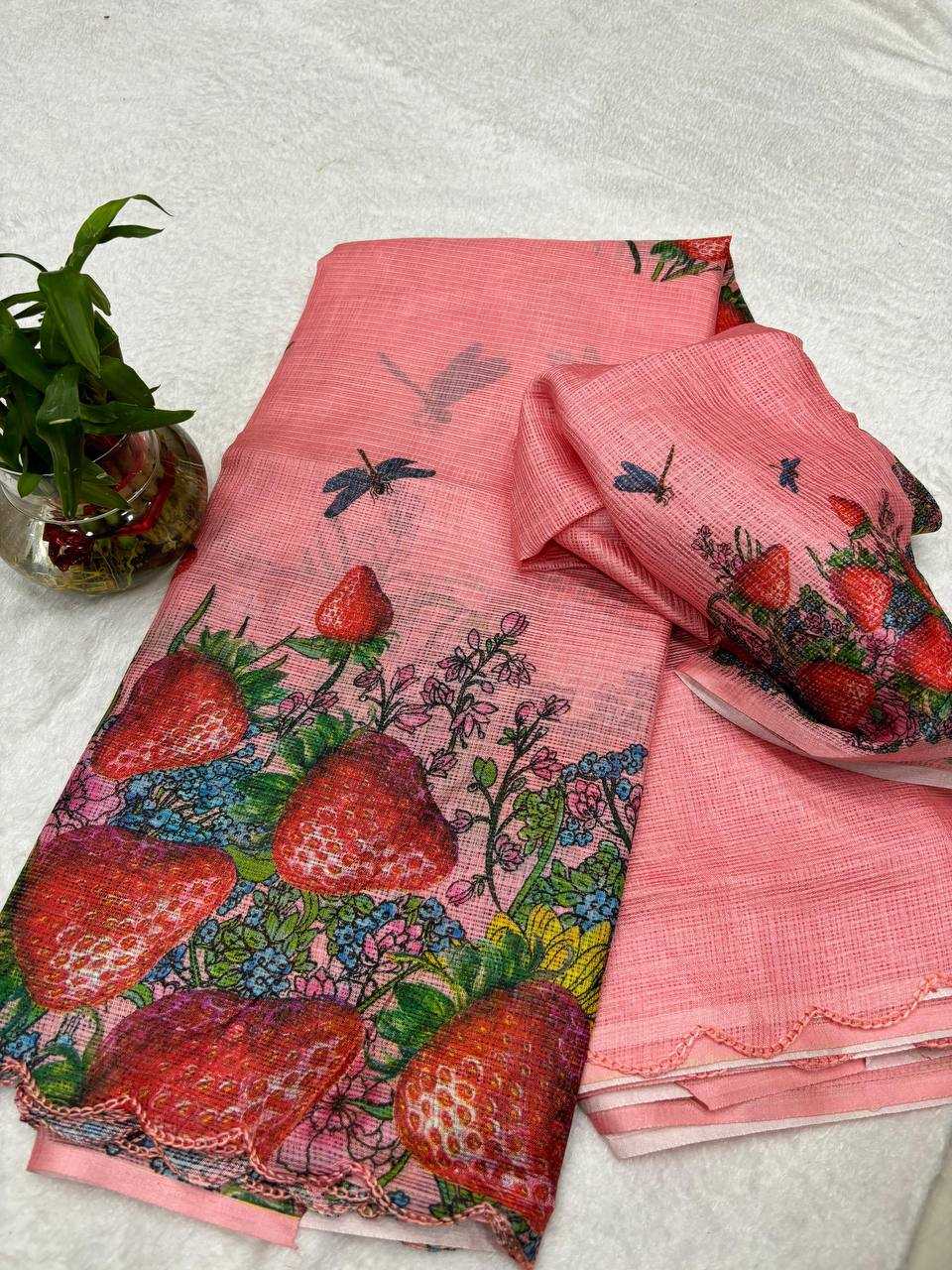 YNF KOTA SILK RIE STRAWBERRY SAREES WHOLESALE PRINTED LADIES KOTA DORIA SAREES MANUFACTURER    